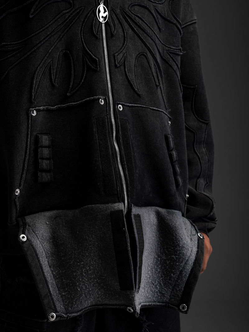 Black Verge Zip-up Hoodie