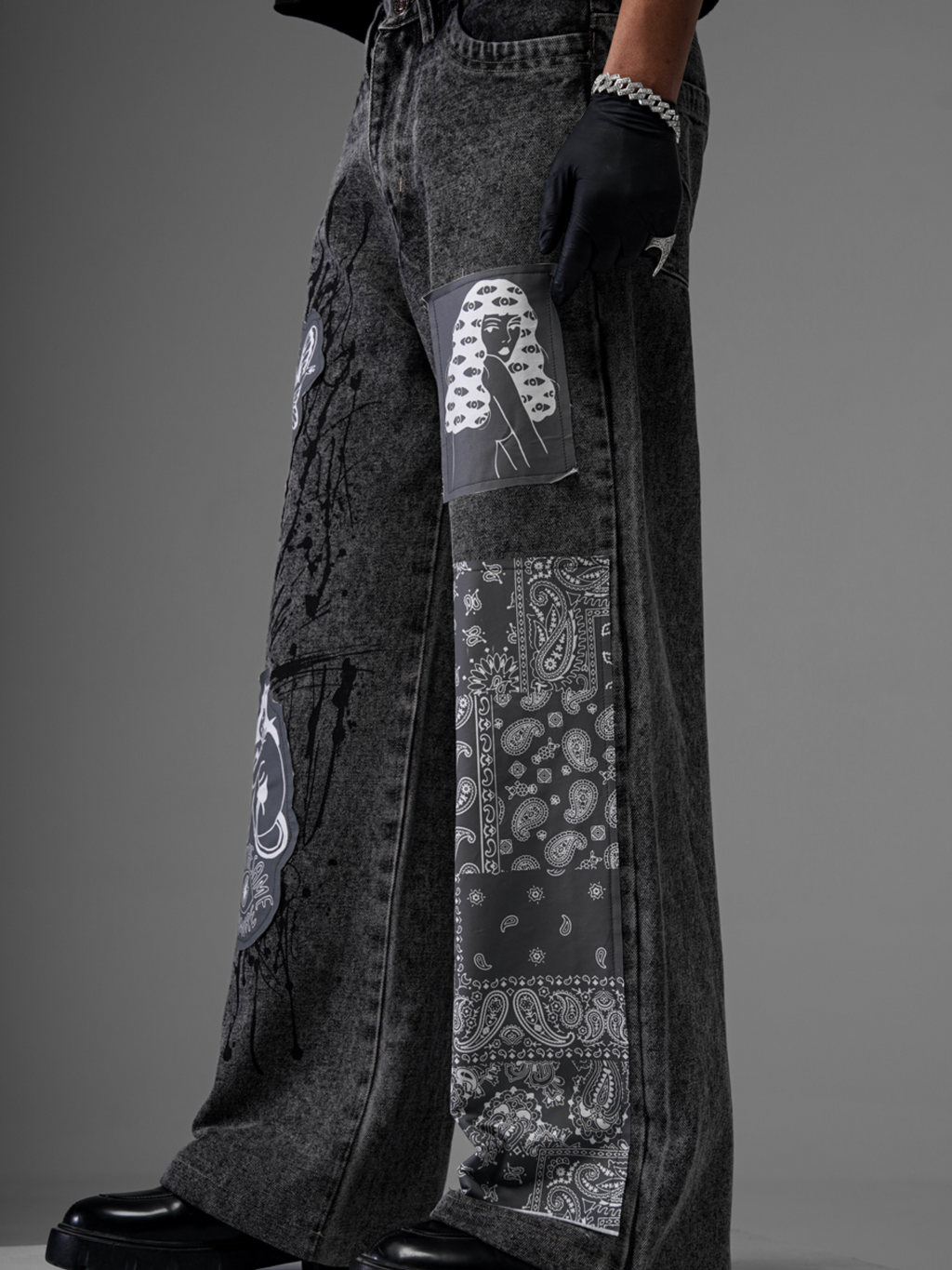 Rebel Graffiti Grey Denims