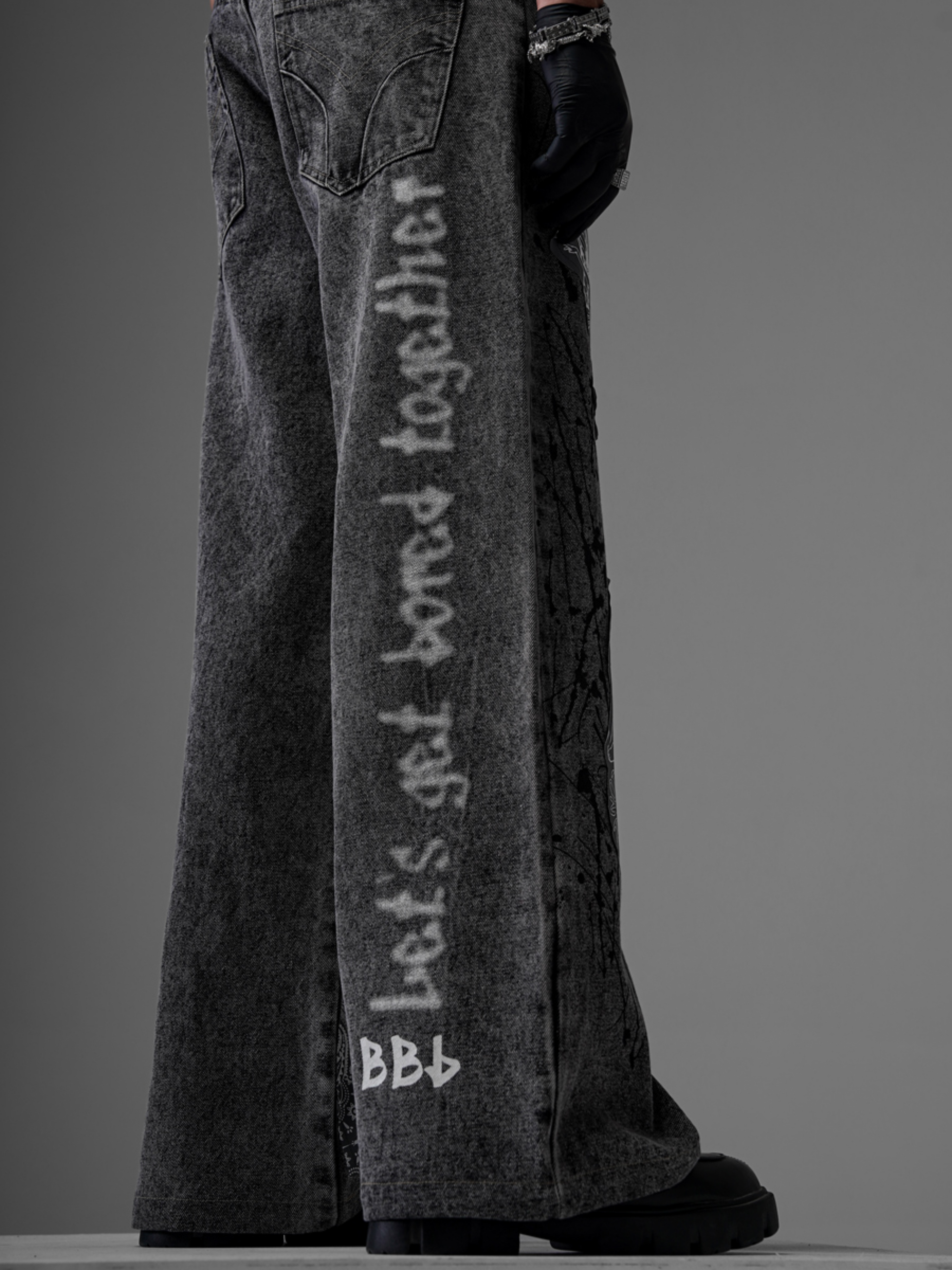 Rebel Graffiti Grey Denims