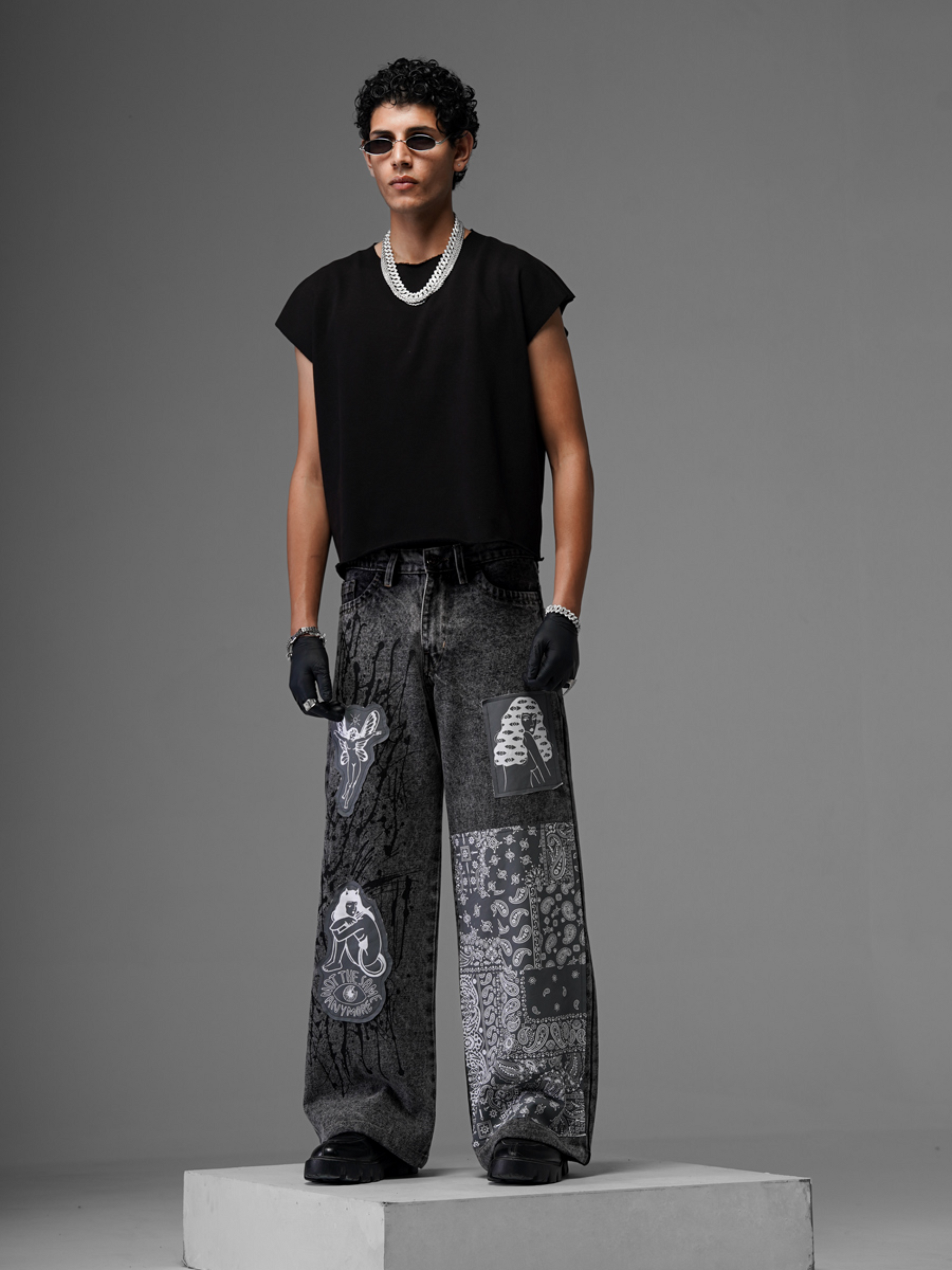 Rebel Graffiti Grey Denims
