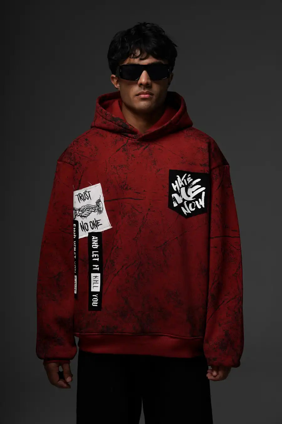 SHADOWS OF DECEIT BRICK RED HOODIE