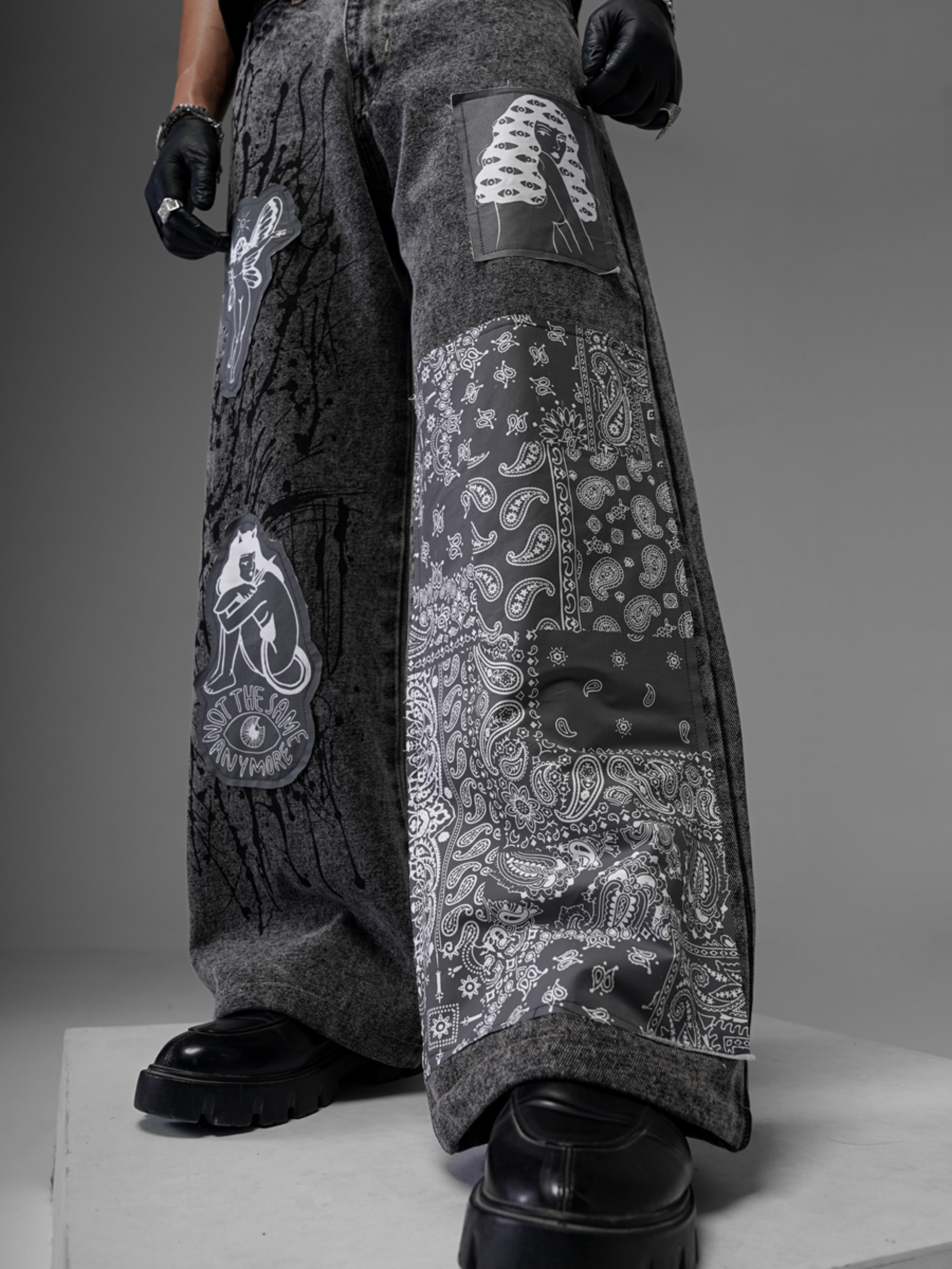 Rebel Graffiti Grey Denims